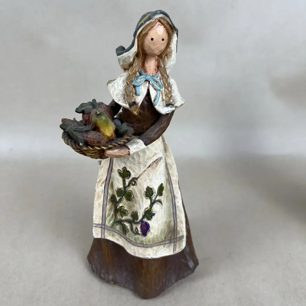 Thanksgiving 2004‎ Pilgrims Harvest Season Craft Women Figures 6-7”Tall Set Of 2